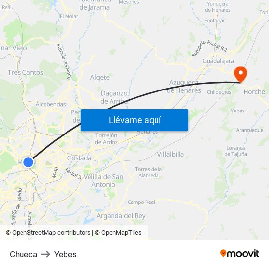 Chueca to Yebes map