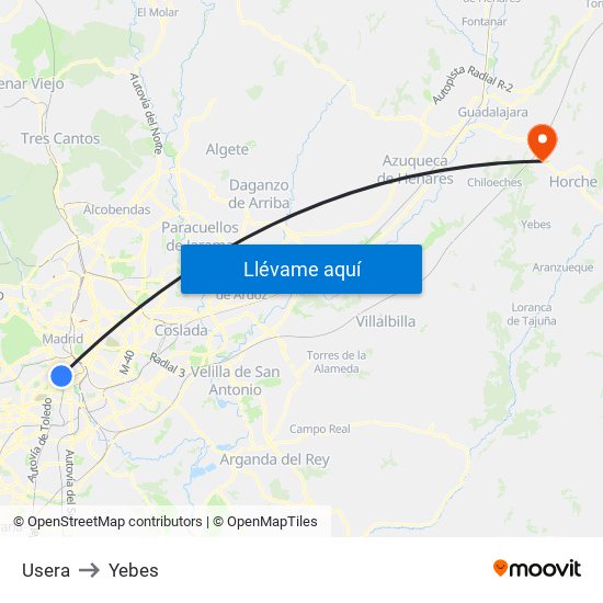 Usera to Yebes map
