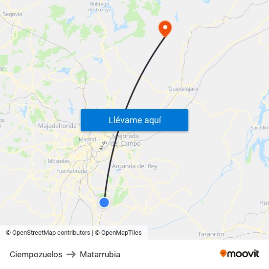 Ciempozuelos to Matarrubia map