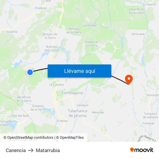 Canencia to Matarrubia map
