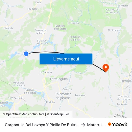 Gargantilla Del Lozoya Y Pinilla De Buitrago to Matarrubia map