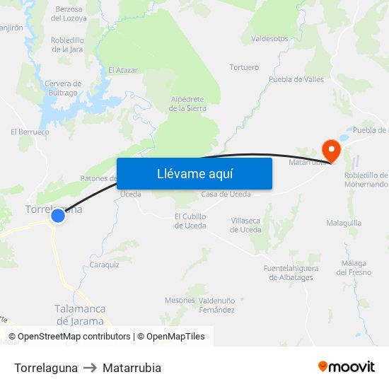 Torrelaguna to Matarrubia map