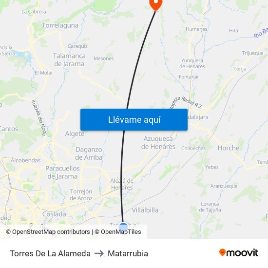 Torres De La Alameda to Matarrubia map