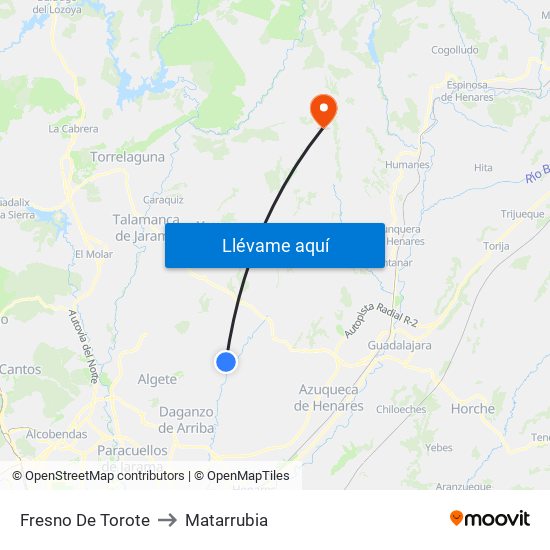 Fresno De Torote to Matarrubia map