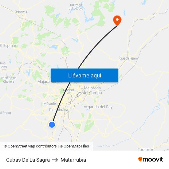 Cubas De La Sagra to Matarrubia map