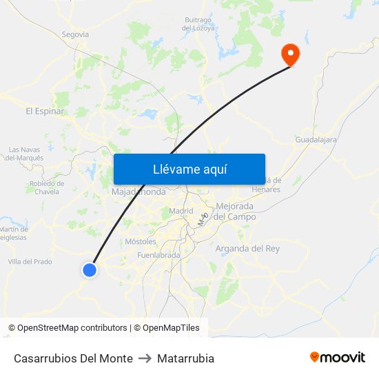 Casarrubios Del Monte to Matarrubia map