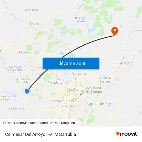 Colmenar Del Arroyo to Matarrubia map