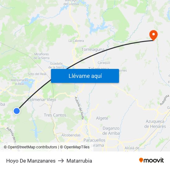 Hoyo De Manzanares to Matarrubia map