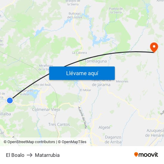 El Boalo to Matarrubia map