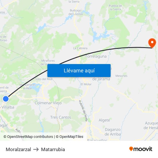 Moralzarzal to Matarrubia map