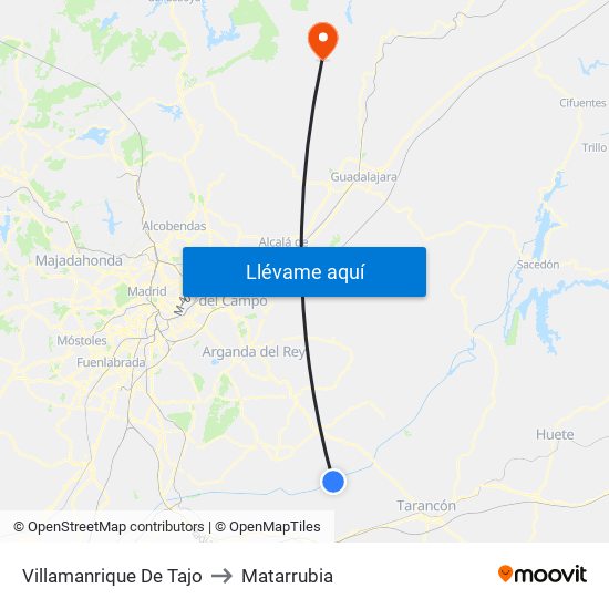 Villamanrique De Tajo to Matarrubia map
