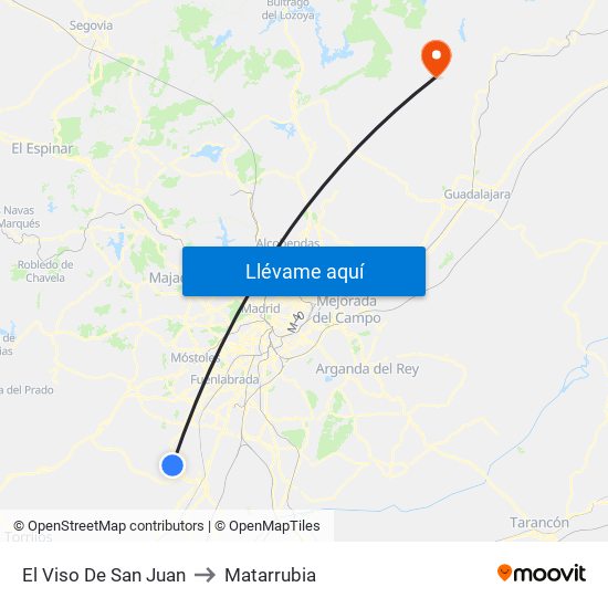 El Viso De San Juan to Matarrubia map