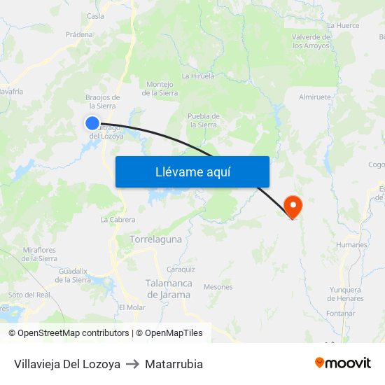 Villavieja Del Lozoya to Matarrubia map