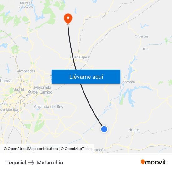 Leganiel to Matarrubia map