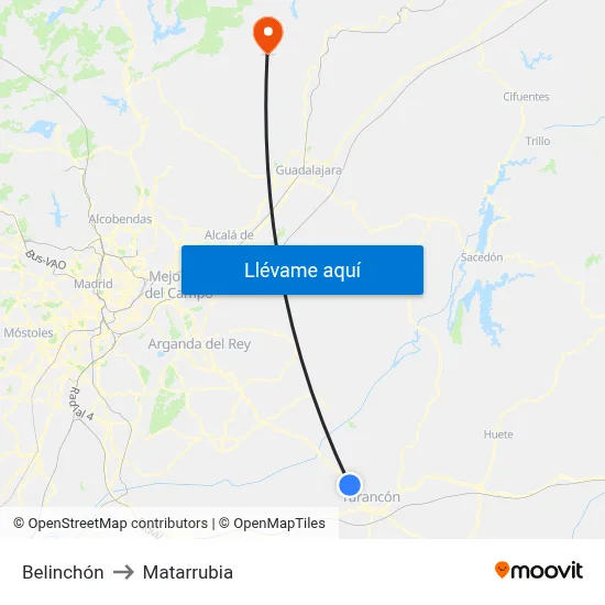 Belinchón to Matarrubia map