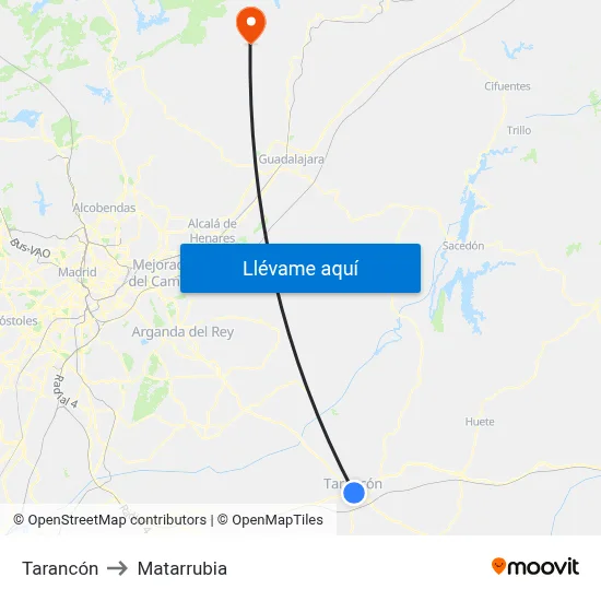 Tarancón to Matarrubia map