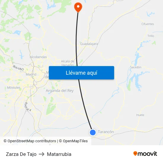 Zarza De Tajo to Matarrubia map