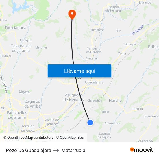 Pozo De Guadalajara to Matarrubia map
