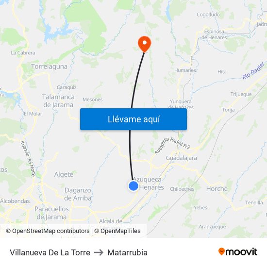 Villanueva De La Torre to Matarrubia map