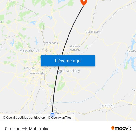 Ciruelos to Matarrubia map