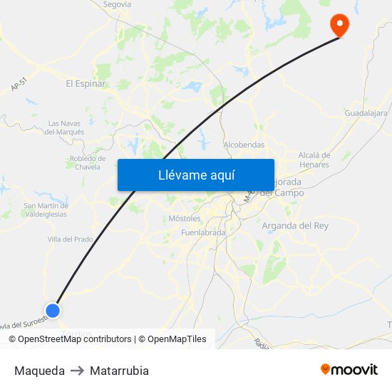 Maqueda to Matarrubia map