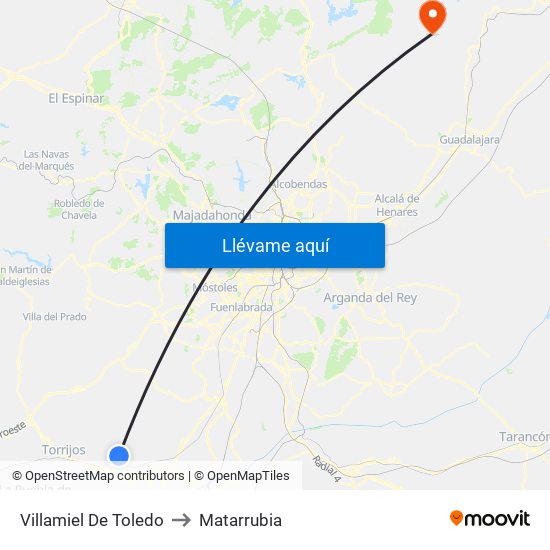 Villamiel De Toledo to Matarrubia map
