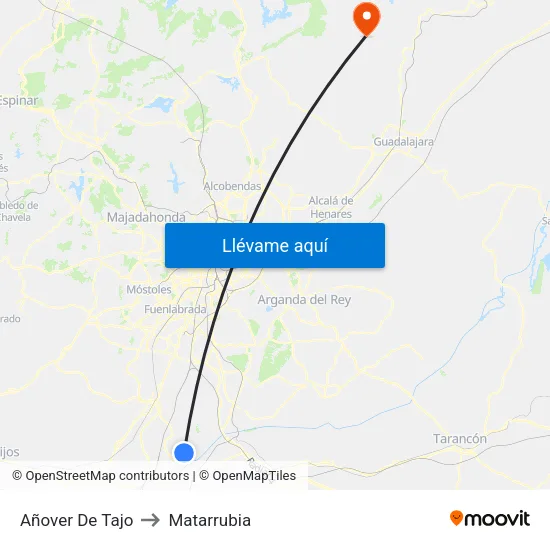 Añover De Tajo to Matarrubia map