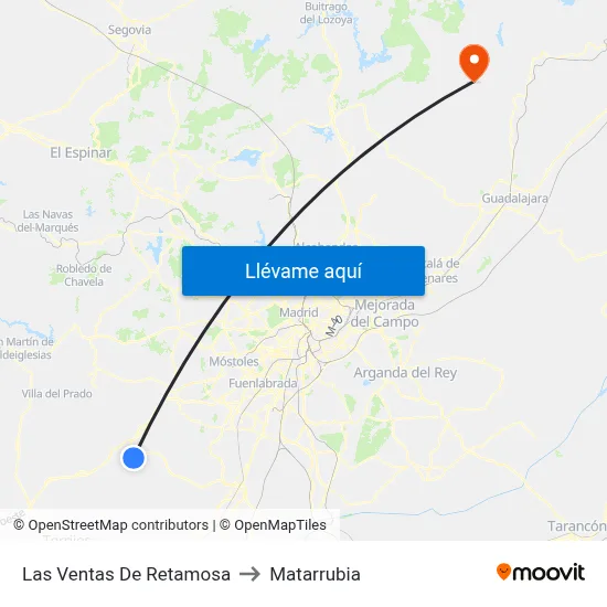 Las Ventas De Retamosa to Matarrubia map