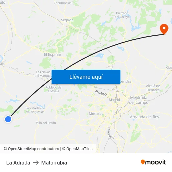 La Adrada to Matarrubia map