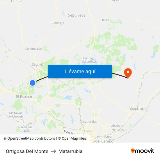 Ortigosa Del Monte to Matarrubia map