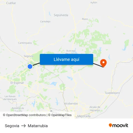 Segovia to Matarrubia map
