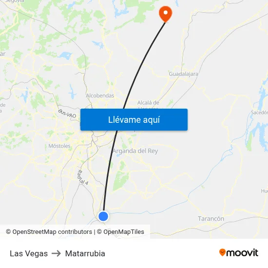 Las Vegas to Matarrubia map