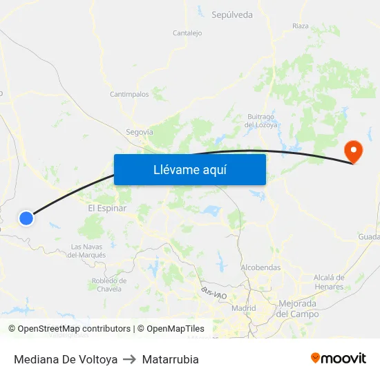 Mediana De Voltoya to Matarrubia map