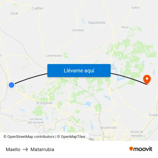 Maello to Matarrubia map
