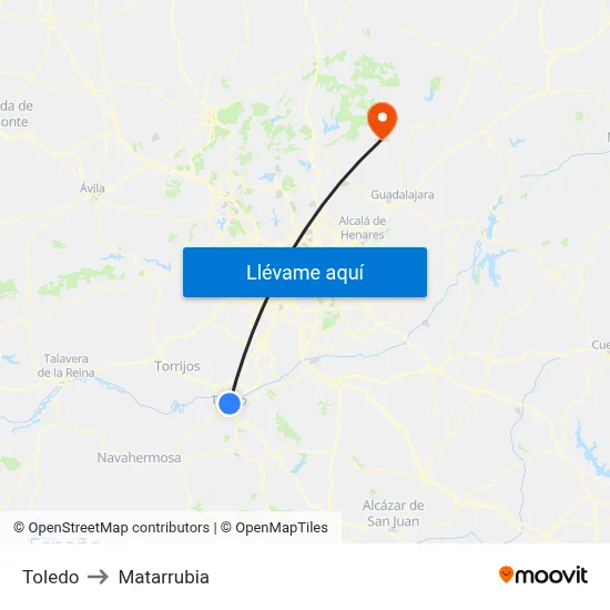 Toledo to Matarrubia map