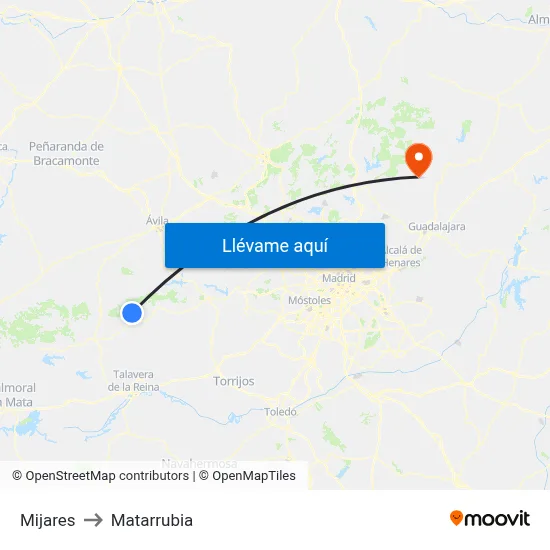 Mijares to Matarrubia map