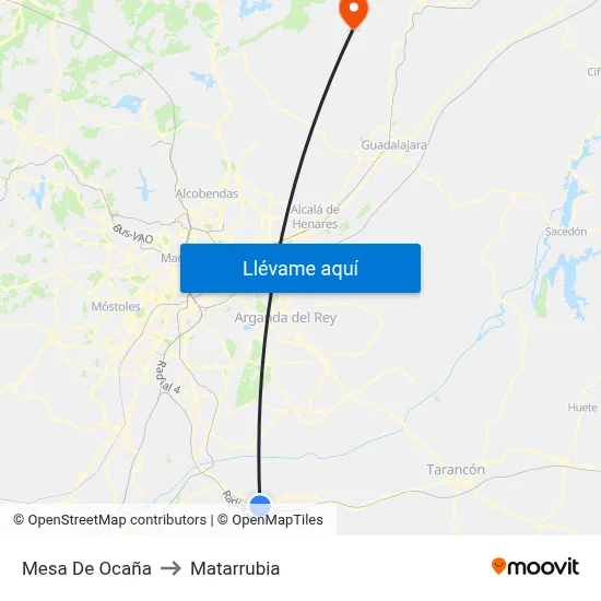 Mesa De Ocaña to Matarrubia map