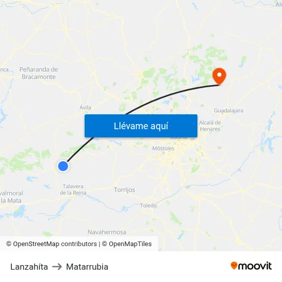 Lanzahíta to Matarrubia map