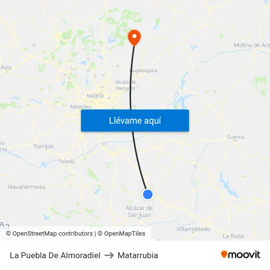 La Puebla De Almoradiel to Matarrubia map
