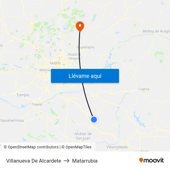Villanueva De Alcardete to Matarrubia map