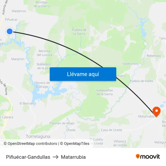 Piñuécar-Gandullas to Matarrubia map