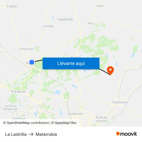 La Lastrilla to Matarrubia map