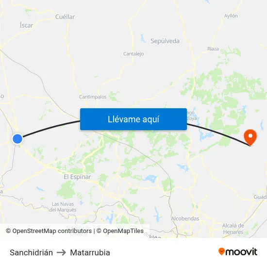 Sanchidrián to Matarrubia map