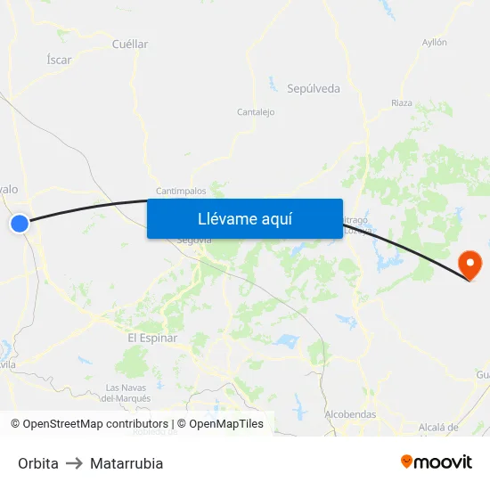 Orbita to Matarrubia map