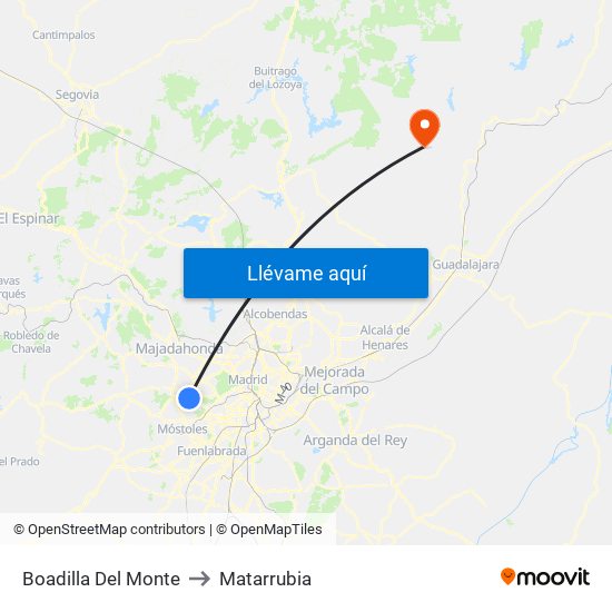 Boadilla Del Monte to Matarrubia map