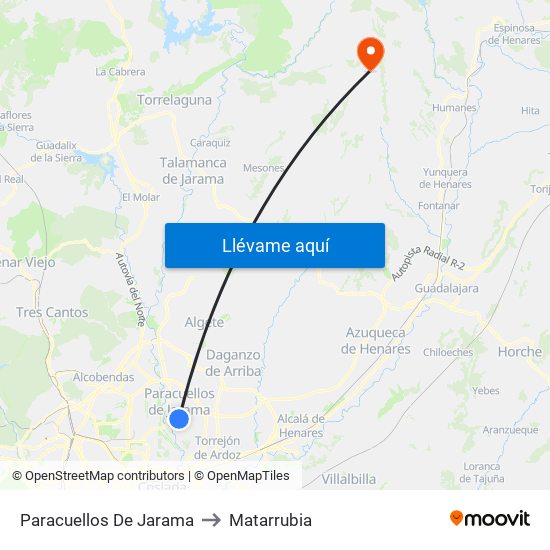 Paracuellos De Jarama to Matarrubia map