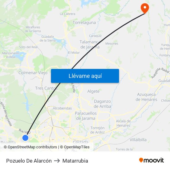 Pozuelo De Alarcón to Matarrubia map