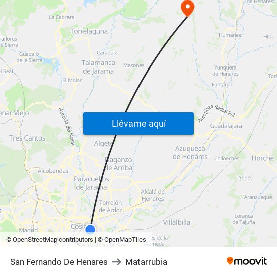 San Fernando De Henares to Matarrubia map