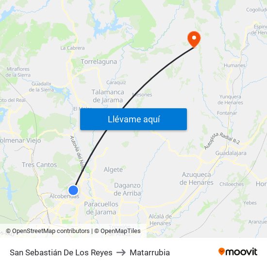 San Sebastián De Los Reyes to Matarrubia map