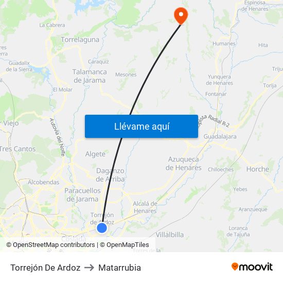 Torrejón De Ardoz to Matarrubia map